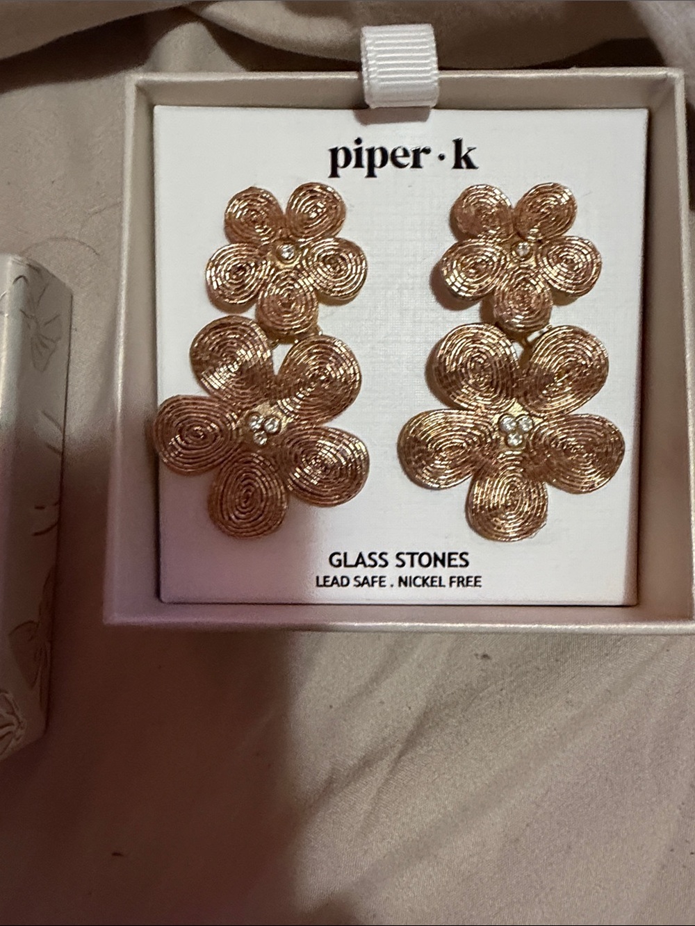 Piper Rose Gold Floral Double Drop Earrings